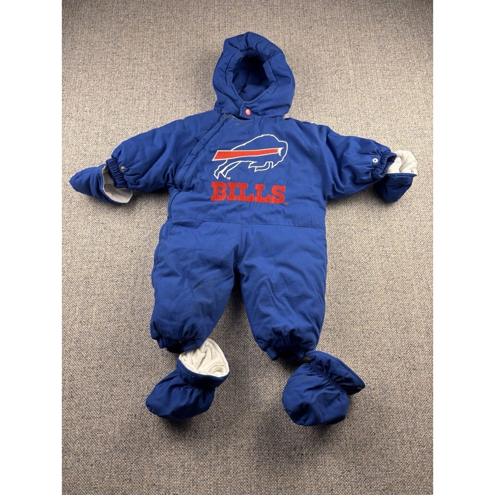 VTG Buffalo Bills NFL Kids Touchdown Club Snowsuit 6/9M Blue Winter Baby Bunting